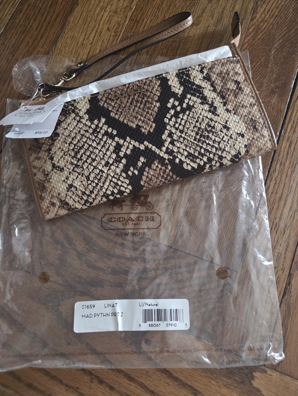 Coach RARE 2010 Madison Python Print Zippy Clutch/Wristlet (51659) NWT